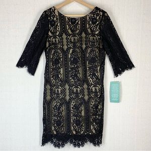 RN‎ Studio~NWT~Women's Elegant Black Lace Party/Cocktail Midi Dress~Sz 10P